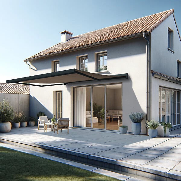 INTERSUN - Store banne coffre intégral SOA 3,00x2,50 M (Motorisé Secours à Télécommande + LED - Gris anthracite structuré RAL7016ST - Taupe 250g/m²) - large