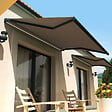 INTERSUN - Store banne loggia AMARITE 2,50x1,50 M (Motorisé à Interrupteur - Gris anthracite structuré RAL7016ST - Taupe 250g/m²) - vignette