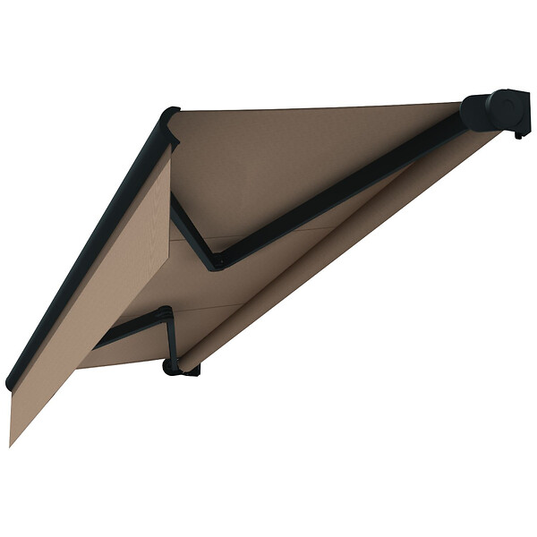 INTERSUN - Store banne loggia AMARITE 2,50x1,50 M (Motorisé à Interrupteur - Gris anthracite structuré RAL7016ST - Taupe 250g/m²) - large