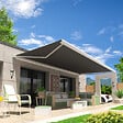 INTERSUN - Store banne coffre intégral HEVOA 3,00x2,50 M (Motorisé Secours à Télécommande - Blanc satiné RAL9010 - Gris foncé 250g/m²) - vignette