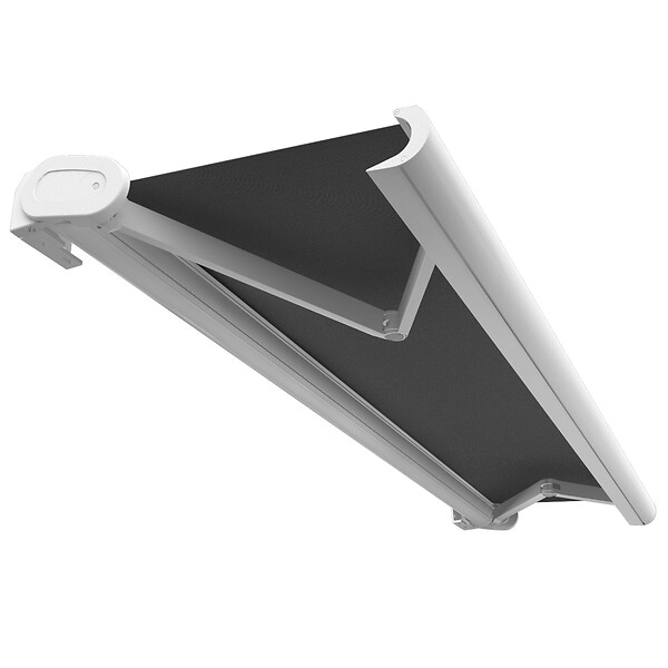 INTERSUN - Store banne coffre intégral HEVOA 3,00x2,50 M (Motorisé Secours à Télécommande - Blanc satiné RAL9010 - Gris foncé 250g/m²) - large