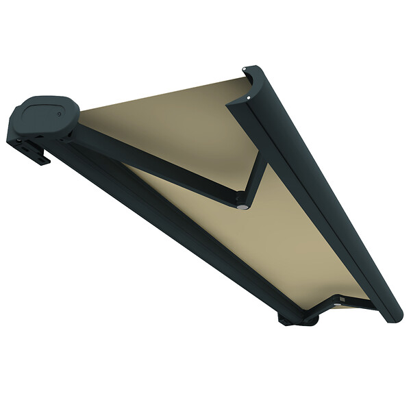 INTERSUN - Store banne coffre intégral HEVOA 3,00x2,50 M (Manuelle - Gris anthracite structuré RAL7016ST - Écru 250g/m²) - large