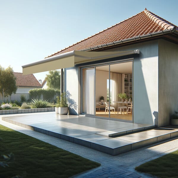 INTERSUN - Store banne loggia AMARITE 2,50x1,50 M (Motorisé à Interrupteur - Blanc satiné RAL9010 - Écru 250g/m²) - large
