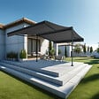 INTERSUN - Store banne double pente ENARGITE 3,00x2x2,00 M (Motorisé à Télécommande - Gris anthracite structuré RAL7016ST - Gris foncé 250g/m²) - vignette