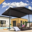 INTERSUN - Store banne double pente ENARGITE 3,00x2x2,00 M (Motorisé à Télécommande - Gris anthracite structuré RAL7016ST - Gris foncé 250g/m²) - vignette
