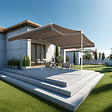 INTERSUN - Store banne double pente ENARGITE 4,00x2x2,00 M (Motorisé à Télécommande - Blanc satiné RAL9010 - Taupe 250g/m²) - vignette