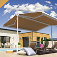 INTERSUN - Store banne double pente ENARGITE 4,00x2x2,00 M (Motorisé à Télécommande - Blanc satiné RAL9010 - Taupe 250g/m²) - vignette