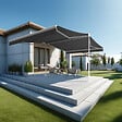 INTERSUN - Store banne double pente ENARGITE 4,00x2x2,00 M (Manuelle - Blanc satiné RAL9010 - Gris foncé 250g/m²) - vignette