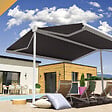 INTERSUN - Store banne double pente ENARGITE 4,00x2x2,00 M (Manuelle - Blanc satiné RAL9010 - Gris foncé 250g/m²) - vignette