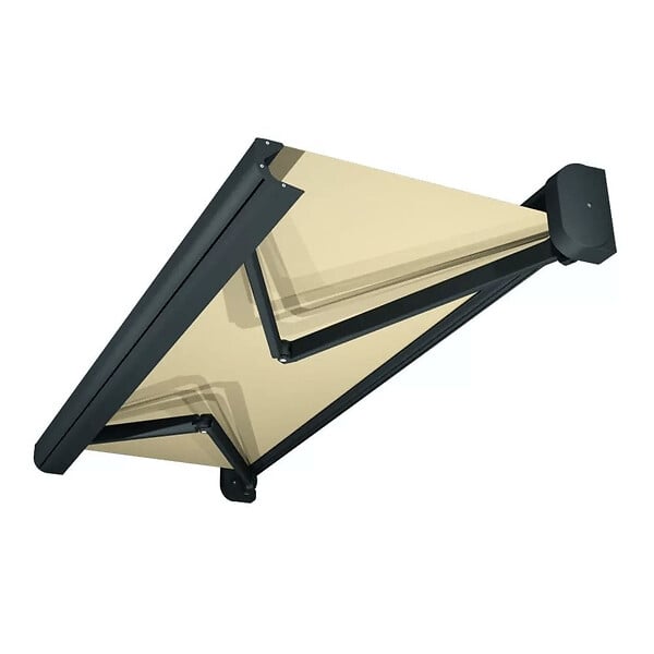 INTERSUN - Store banne coffre intégral CELESTE 3,00x2,00 M (Motorisé Secours à Télécommande + LED - Gris anthracite structuré RAL7016ST - Écru 250g/m²) - large