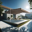 INTERSUN - Store banne double pente ENARGITE 5,00x2x3,00 M (Motorisé à Télécommande - Blanc satiné RAL9010 - Taupe 250g/m²) - vignette