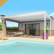 INTERSUN - Pergola bioclimatique SPINELLE 4,50x3,937 M Double vérin à Télécommande (Double vérin à Télécommande - Blanc satiné RAL9010) - vignette