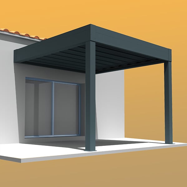 INTERSUN - Pergola rétractable HYLIA 4,50x4,109 M Motorisé à Télécommande (Motorisé à Télécommande + LED - Gris anthracite structuré RAL7016ST) - large