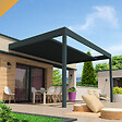 INTERSUN - Pergola rétractable HYLIA 4,50x4,109 M Motorisé à Télécommande (Motorisé à Télécommande - Mixte : Armature Gris anthracite structuré RAL7016ST / Lames Blanc satiné RAL9010) - vignette