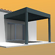 INTERSUN - Pergola rétractable HYLIA 4,50x4,109 M Motorisé à Télécommande (Motorisé à Télécommande - Mixte : Armature Gris anthracite structuré RAL7016ST / Lames Blanc satiné RAL9010) - vignette