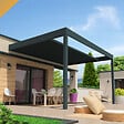 INTERSUN - Pergola rétractable HYLIA 4,50x3,005 M Motorisé à Télécommande (Motorisé à Télécommande - Gris anthracite structuré RAL7016ST) - vignette