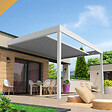 INTERSUN - Pergola rétractable HYLIA 4,50x3,005 M Motorisé à Télécommande (Motorisé à Télécommande + LED - Blanc satiné RAL9010) - vignette