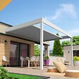 INTERSUN - Pergola rétractable HYLIA 5,00x5,213 M Motorisé à Télécommande (Motorisé à Télécommande + LED - Blanc satiné RAL9010) - vignette