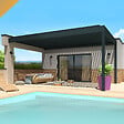 INTERSUN - Pergola bioclimatique SPINELLE 4,50x3,062 M Double vérin à Télécommande (Double vérin à Télécommande + LED - Mixte : Armature Gris anthracite structuré RAL7016ST / Lames Blanc satiné RAL9010) - vignette