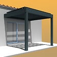INTERSUN - Pergola bioclimatique LOLITE 4,00x3,563 M Vérin à Télécommande (Verin à Télécommande + LED - Mixte : Armature Gris anthracite structuré RAL7016ST / Lames Blanc satiné RAL9010) - vignette