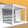 INTERSUN - Pergola bioclimatique LOLITE 4,00x3,563 M Vérin à Télécommande (Verin à Télécommande - Blanc satiné RAL9010) - vignette