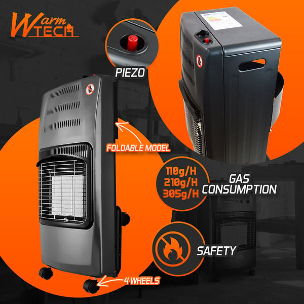 WARM TECH - Chauffage gaz infrarouge 4.2 KW pliable - large