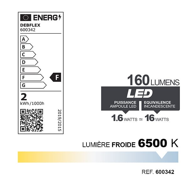 DEBFLEX - AMPOULE FRIGO LED E14 1.6W 6500K 160LM - large