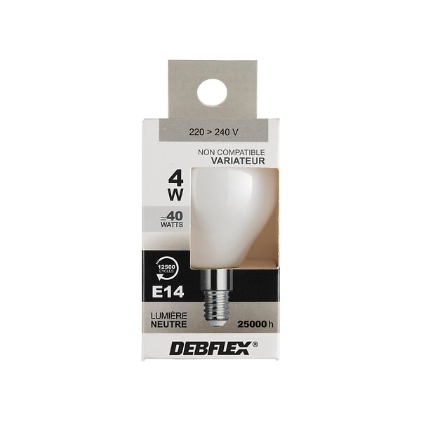 DEBFLEX - AMPOULE G45 FILAMENT VERRE BLANC E14 4W 4000K 470LM - large