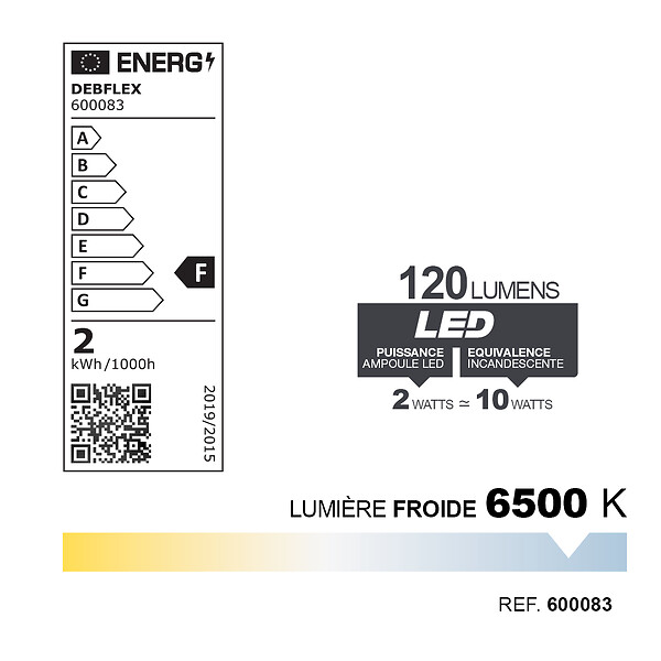 DEBFLEX - AMPOULE SMD BLANC G4 2W 6500K 120LM - large