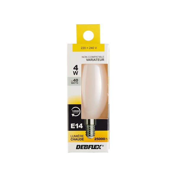 DEBFLEX - AMPOULE C35 FILAMENT VERRE BLANC E14 4W 2700K 470LM - large