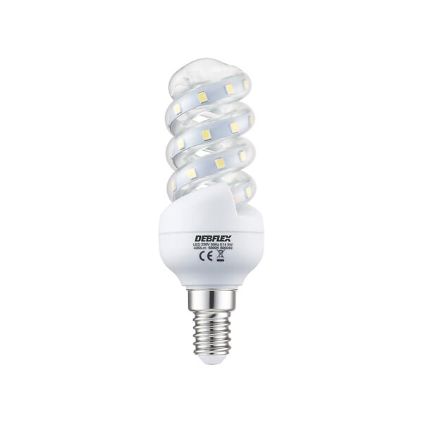 DEBFLEX - AMPOULE TUBE TORSADE SMD TRANSPARENT E14 5W 6500K 480LM - large