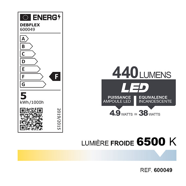 DEBFLEX - AMPOULE TUBE TORSADE SMD TRANSPARENT E14 5W 6500K 480LM - large
