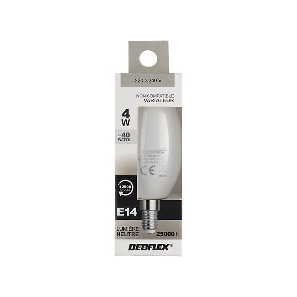 DEBFLEX - AMPOULE C35 FILAMENT VERRE BLANC E14 4W 4000K 470LM - large
