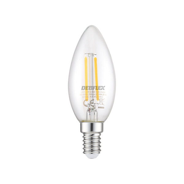 DEBFLEX - AMPOULE C35 FILAMENT VERRE TRANSPARENT E14 2,8W 2700K 250LM - large