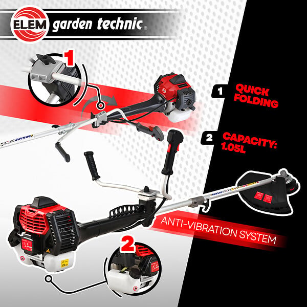 ELEM GARDEN TECHNIC - Débroussailleuse thermique 52CC - Lame + bobine - large