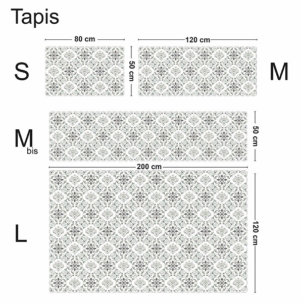99DECO - Tapis antidérapant - Agathe - vinyle - int./ext. - Multicolore - 50x120cm - large