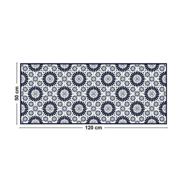 99DECO - Tapis antidérapant - Marsiho - vinyle - int./ext. - Bleu - 50x120cm - large