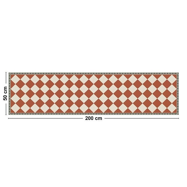 99DECO - Tapis antidérapant - Rétro - vinyle - int./ext. - Rouge - 50x200cm - large