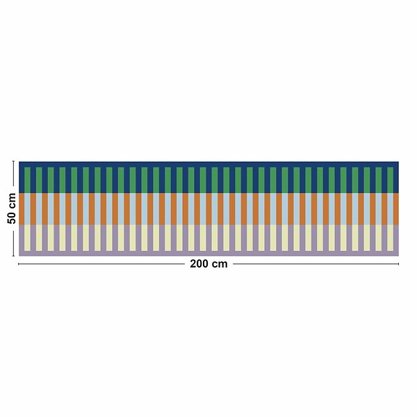 99DECO - Tapis antidérapant - Rythmo - vinyle - int./ext. - Bleu - 50x200cm - large