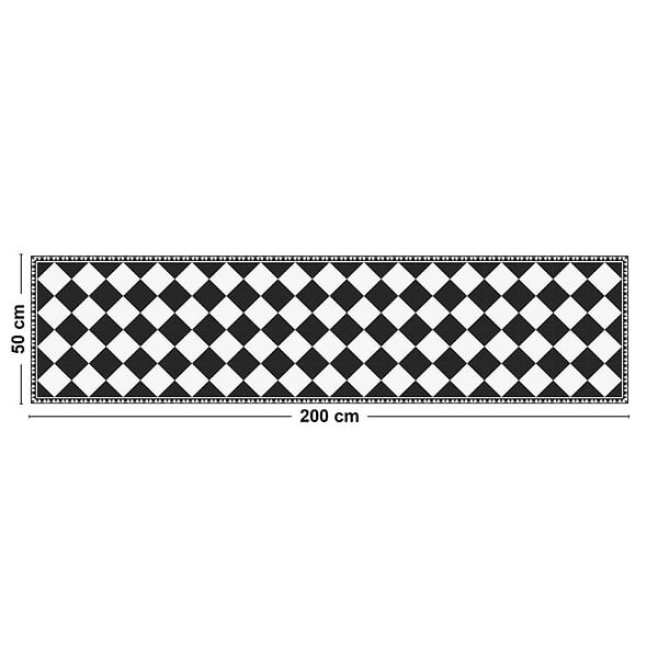99DECO - Tapis antidérapant - Rétro - vinyle - int./ext. - Noir - 50x200cm - large