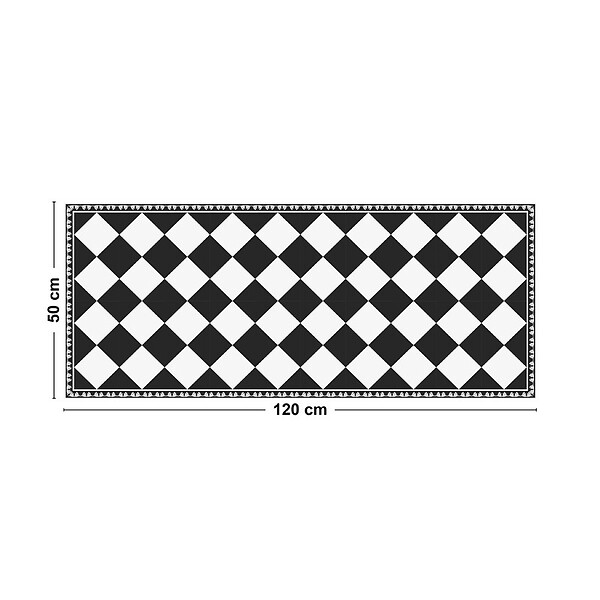 99DECO - Tapis antidérapant - Rétro - vinyle - int./ext. - Noir - 50x120cm - large
