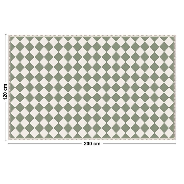 99DECO - Tapis antidérapant - Rétro - vinyle - int./ext. - Vert - 120x200cm - large