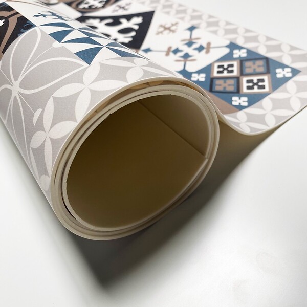 99DECO - Tapis antidérapant - Ciment Style Dulce - vinyle - int./ext. - Bleu - 50x200cm - large