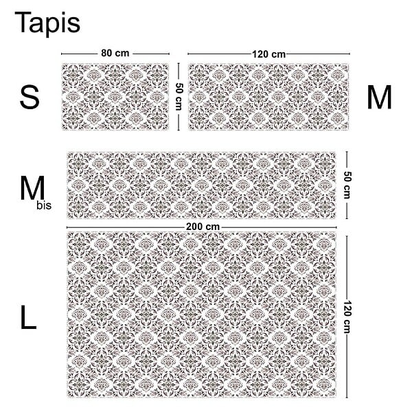 99DECO - Tapis antidérapant - Agathe - vinyle - int./ext. - Multicolore - 50x200cm - large
