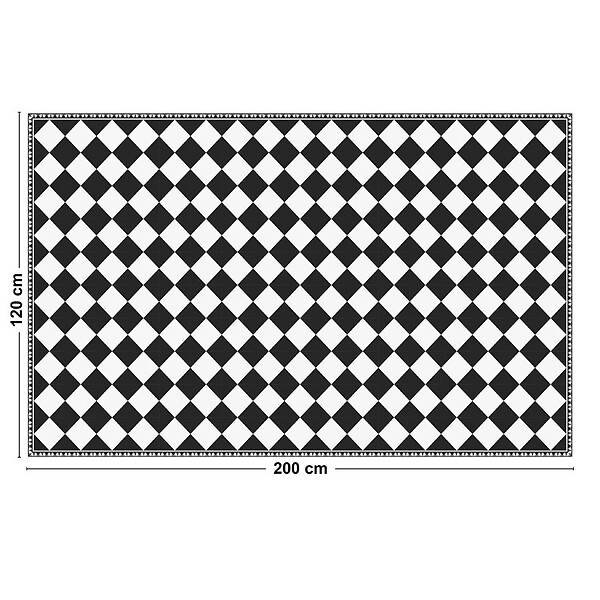 99DECO - Tapis antidérapant - Rétro - vinyle - int./ext. - Noir - 120x200cm - large