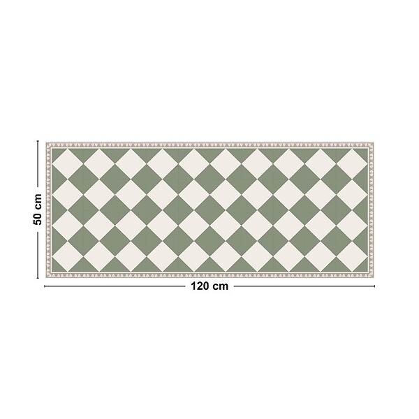 99DECO - Tapis antidérapant - Rétro - vinyle - int./ext. - Vert - 50x120cm - large