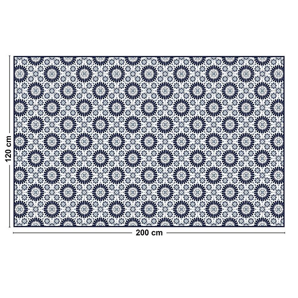 99DECO - Tapis antidérapant - Marsiho - vinyle - int./ext. - Bleu - 120x200cm - large