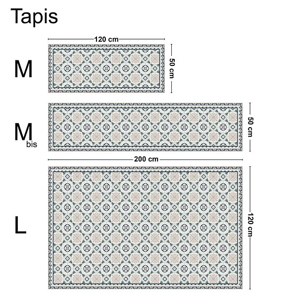 99DECO - Tapis antidérapant - CC Léonie - vinyle - int./ext. - Bleu - 120x200cm - large