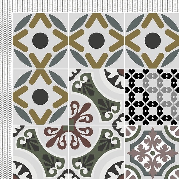 99DECO - Tapis antidérapant - Naples - vinyle - int./ext. - Multicolore - 50x120cm - large