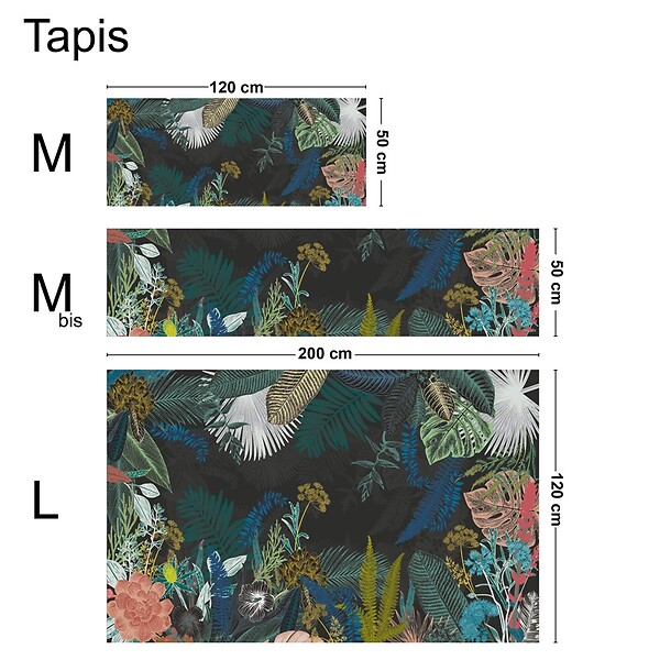 99DECO - Tapis antidérapant - Jungle - vinyle - int./ext. - Multicolore - 50x200cm - large